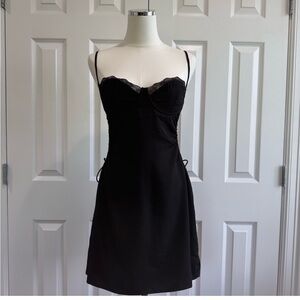 NWT Princess Polly Black Lace Hazel Cutout String Tie Party Mini Dress Size 8